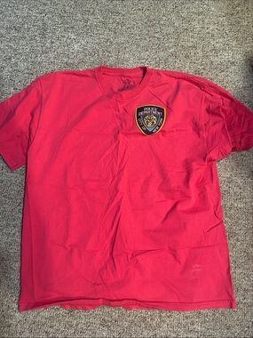 Fruit of the Loom Red Short Sleeve Tee with Police Department Patch